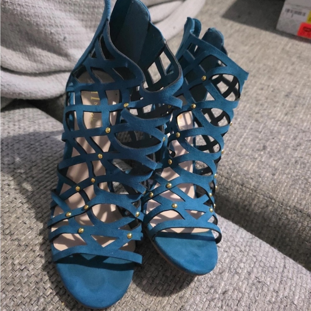 Nicole Miller Teal Strappy Heels